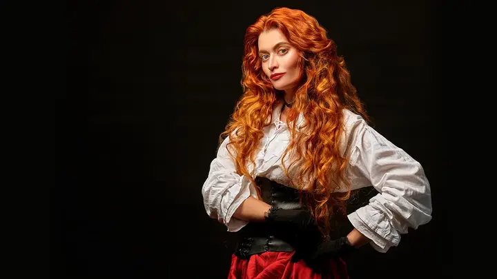 A woman with gorgeus red hair